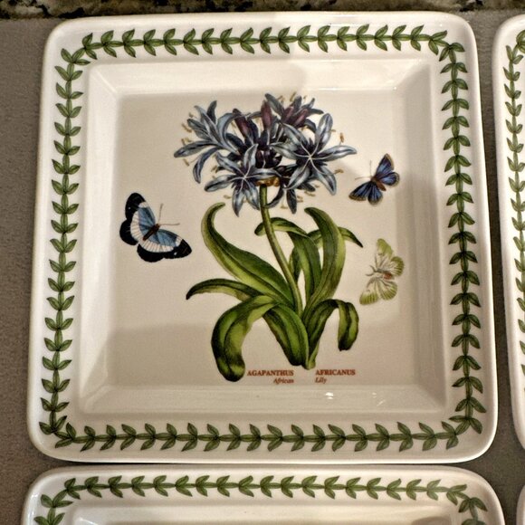 Set of 4 Portmeirion Botanic Garden 8" Square Plates All 4 Different Flowers NEW - Picture 2 of 10